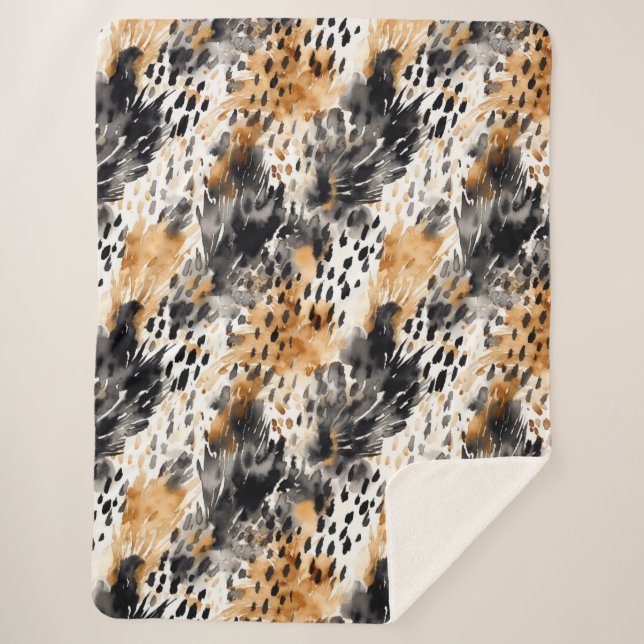 White Black Cream Leopard Animal  Sherpa Blanket (Front)
