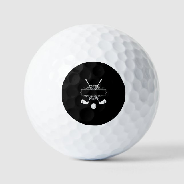 White Black Create Your Own Logo   Golf Balls (Front)