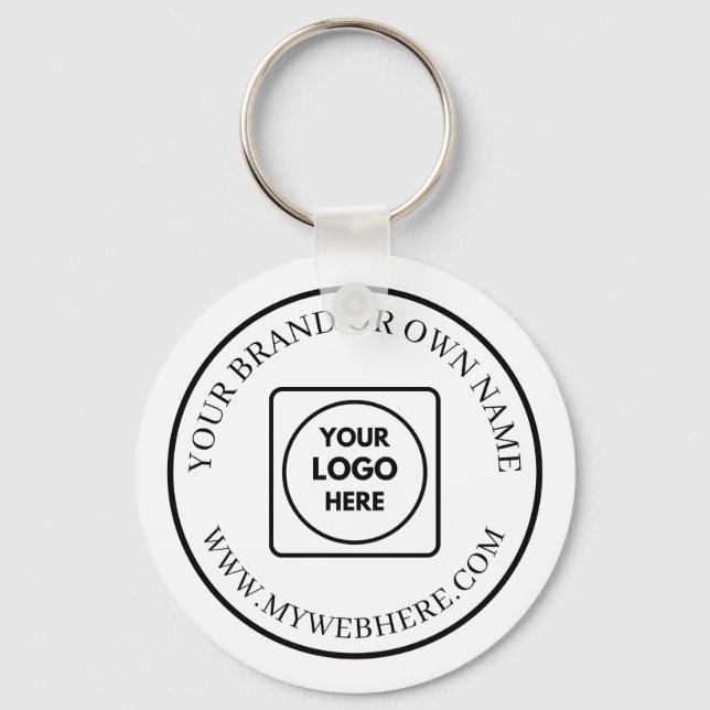 White black Custom Business Logo Promo Keychains (Front)
