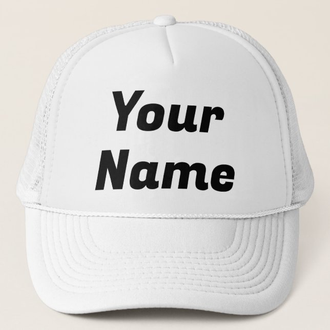 White & Black CUSTOMIZABLE Trucker Hat (Front)