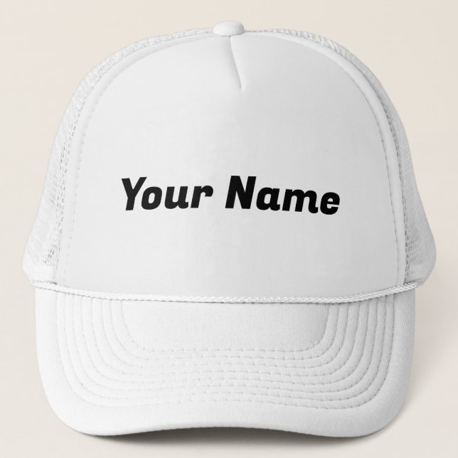 White & Black CUSTOMIZABLE Trucker Hat (Front)