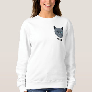 White Black Cute Cat Mom Custom Family Pet Photo Sweatshirt