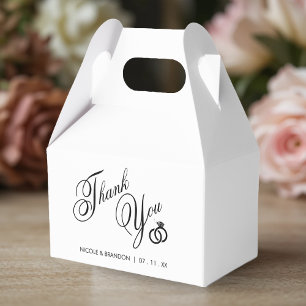 White & Black Diamond Ring Wedding Thank You Favour Box