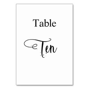 White black elegant calligraphy table ten 10 number
