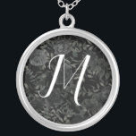 White Black Elegant Monogram Rose Gothic Wedding Silver Plated Necklace<br><div class="desc">Our black and white elegant floral monogrammed rose gothic wedding necklace bridesmaid gifts are made to match our Gothic Black Rose Wedding Collection. Dark black and bright white contrast with an abundance of dark floral motifs, and a single letter monogram. Script font paired with serif font, lends to an artistic...</div>