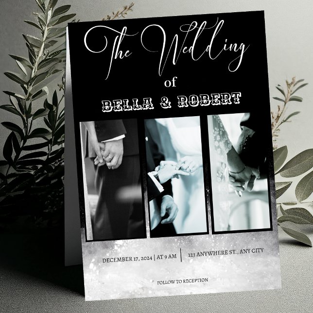 White & Black Elegant Sofisticated Wedding Invitat Invitation (Creator Uploaded)