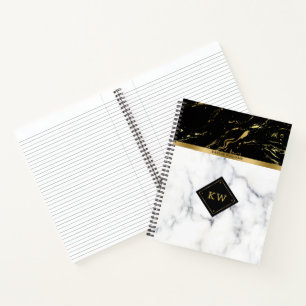 White & Black Faux Marble combination Notebook