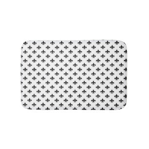White Black Fleur De Lis Delicate Mardi Gras Bath Mat