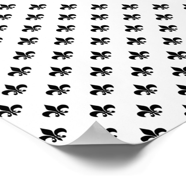 White Black Fleur De Lis Delicate Mardi Gras Poster (Corner)