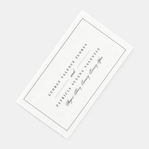 White Black Formal Calligraphy Elegant Framed Napkin