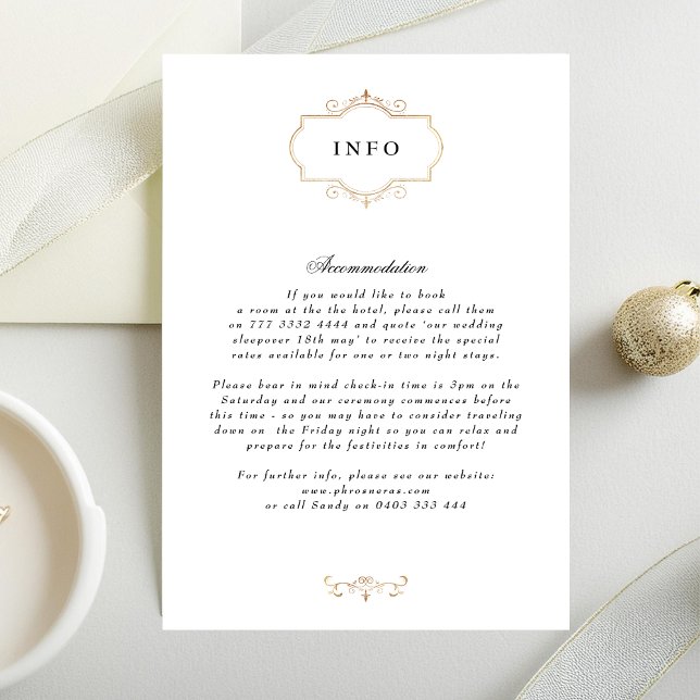 white black formal gold crest monogram wedding enclosure card (Creator Uploaded)