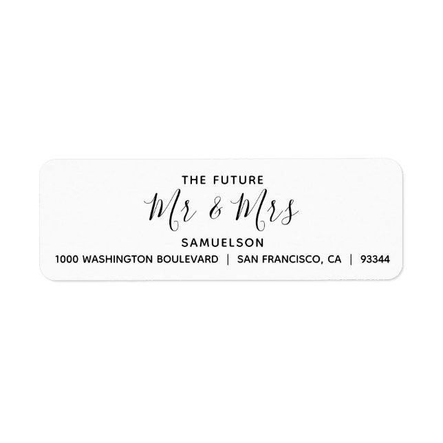 White Black Future Mr & Mrs Wedding Return Address (Front)