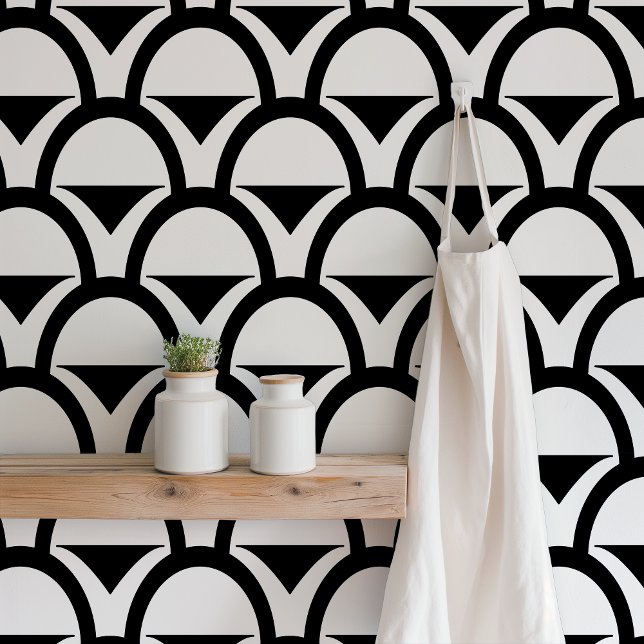 White & Black Geometric Scalloped Wallpaper (Creator Uploaded)