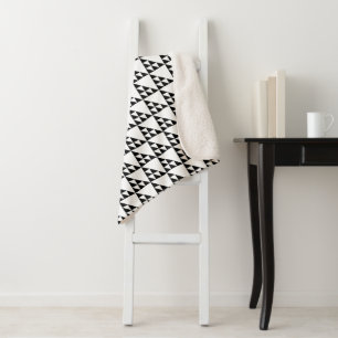 White & Black Geometric Triangle Pattern Sherpa Blanket
