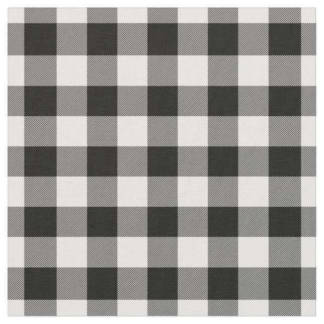 White & Black Gingham Plaid Fabric (Close Up)