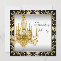 White Black Gold Chandelier Birthday Party