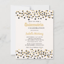 White Black Gold Confetti Glitter Quinceanera