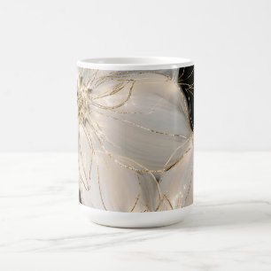 White Black Gold Flowers Birthday Coffee Mug