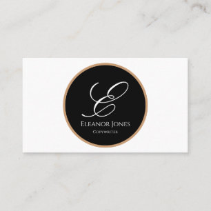 White, Black & Gold Initial Name Personalised Business Card