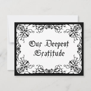 White Black Gothic Wedding Thank You Card