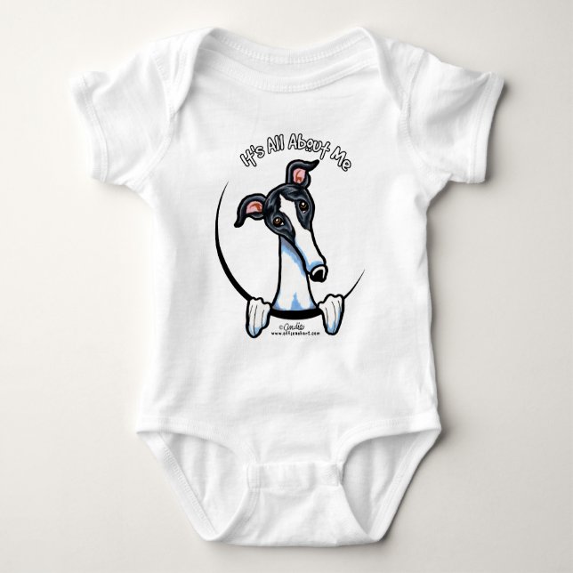 White Black Greyhound IAAM Baby Bodysuit (Front)