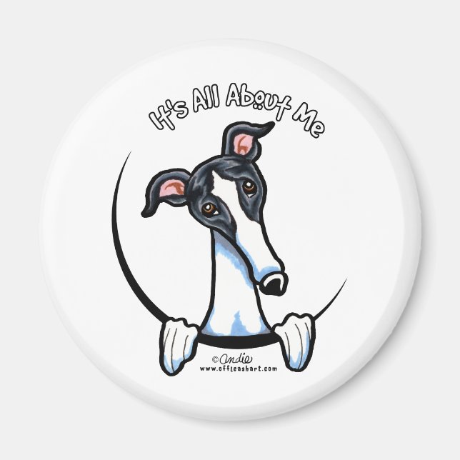 White Black Greyhound IAAM Magnet (Front)