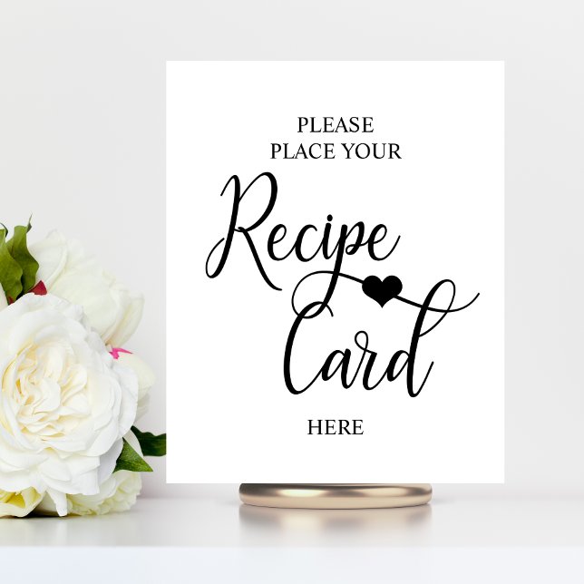 White Black Heart Bridal Shower RECIPE SIGN (Creator Uploaded)