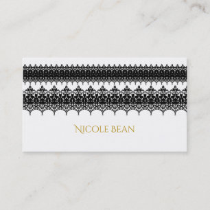 White & Black Lace Look Elegant Wedding Business Card