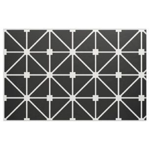 White Black Lattice Pattern Fabric