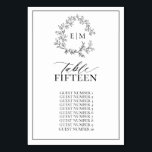 White Black Leafy Crest Monogram Wedding Table Number<br><div class="desc">Create the perfect reception setting! We're loving this White Black Leafy Crest Monogram Wedding Table Number! Simple, elegant, and oh-so-pretty, it features a hand drawn leafy wreath encircling a modern wedding monogram. It is personalised in elegant typography, and accented with hand-lettered calligraphy. Finally, it is trimmed in a delicate frame....</div>