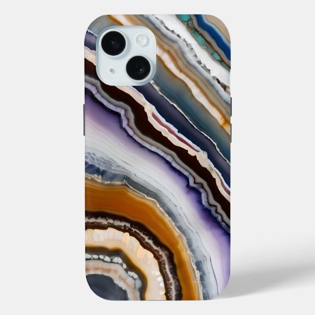 White Black Lilac Blue Terracotta Agate Geode Case-Mate iPhone Case (Back)