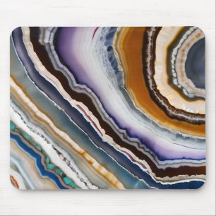 White Black Lilac Blue Terracotta Agate Geode Mouse Pad