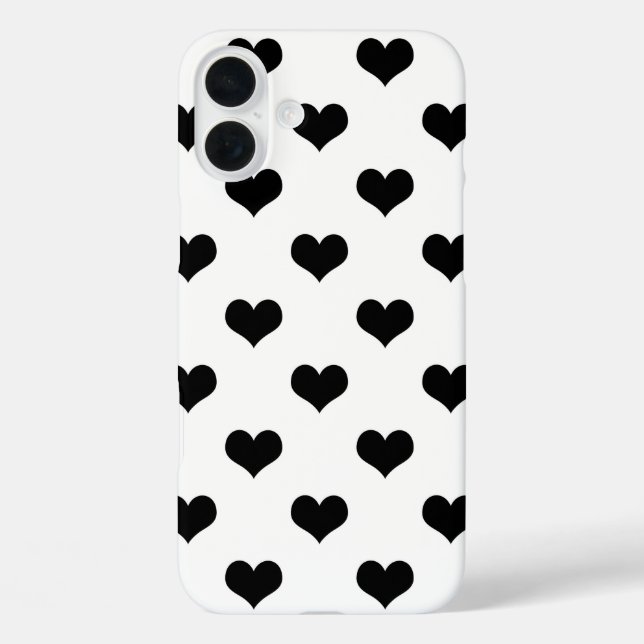 White  Black Love Heart Pattern Design  Case-Mate iPhone Case (Back)