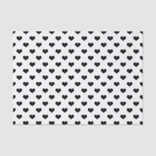 White  Black Love Heart Pattern Design  Tissue Paper