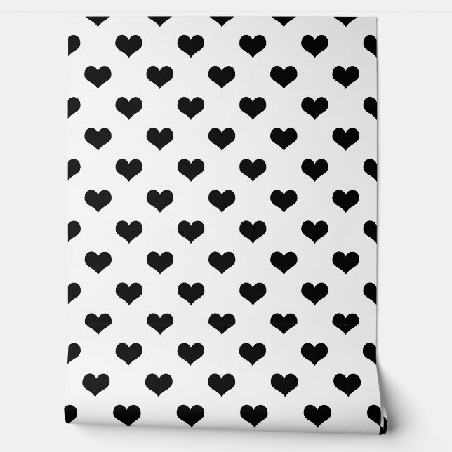 White Black Love Heart Pattern Design  Wallpaper (Unrolling)
