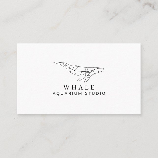 White Black Low Poly Aquarium Fish Whale Business Card (Front)