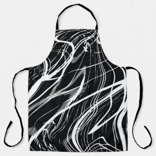 White Black Marble: Abstract Vintage Apron