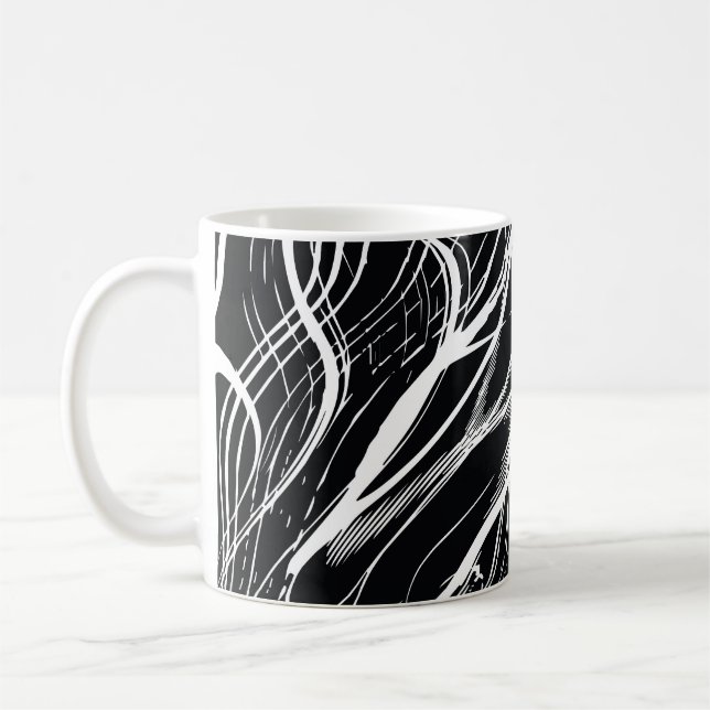 White Black Marble: Abstract Vintage Coffee Mug (Left)