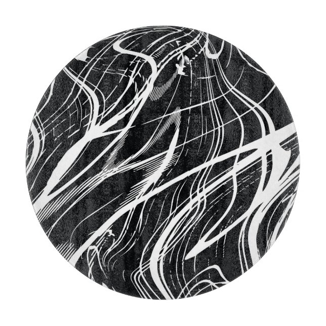 White Black Marble: Abstract Vintage Cutting Board (Front)