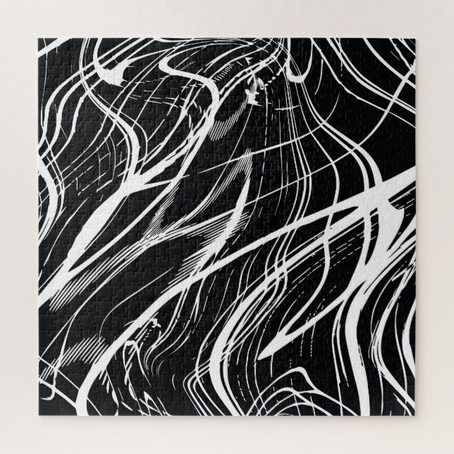 White Black Marble: Abstract Vintage Jigsaw Puzzle (Vertical)