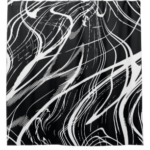 White Black Marble: Abstract Vintage Shower Curtain