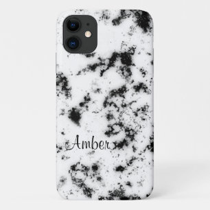 White Black Marble Paint Splash Abstract Case-Mate iPhone Case