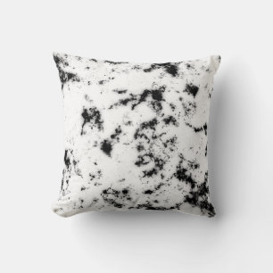 White Black  Marble Paint Splash Abstract Cushion