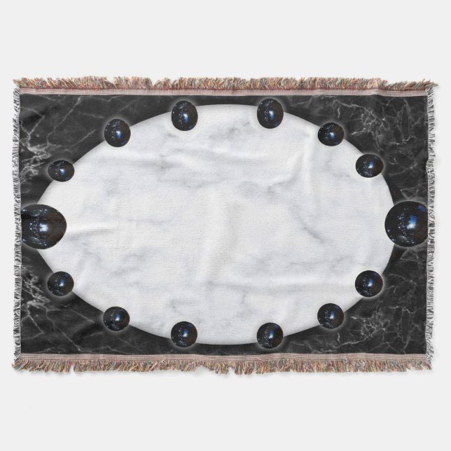 White & Black Marble Sphere Graphics Throw Blanket (Front)