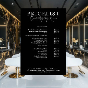White & Black Minimal Elegant, Salon Price List Poster