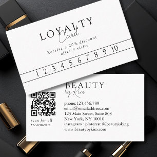  White & Black  Minimal Elegant Salon QR Code Business Card