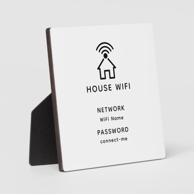 White & Black Minimalist House Wifi Password Plaque (Front)