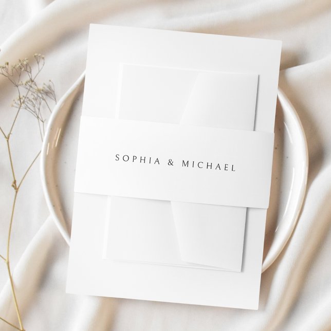 White Black Minimalist Wedding Invitation Belly Band (Creator Uploaded)