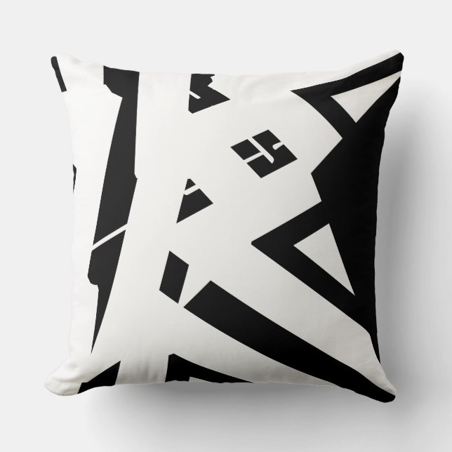White & Black modern abstract designer Cushion (Front)