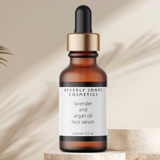 White & Black Modern Cosmetics Dropper Bottle Label (Creator Uploaded)